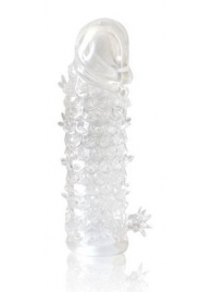 Закрытая прозрачная рельефная насадка Crystal sleeve - 13 см. - Erowoman-Eroman - в Балаково купить с доставкой