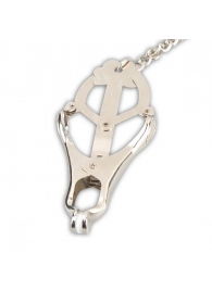 Металлические зажимы на соски в форме клевера с цепочкой - Lux Fetish - купить с доставкой в Балаково