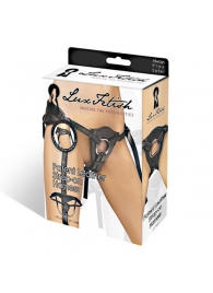 Черные трусики для страпона из патентованной кожи - Lux Fetish - купить с доставкой в Балаково