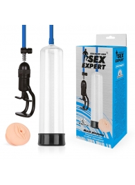 Прозрачная вакуумная помпа Sex Expert с насадкой-вагиной - Sex Expert - в Балаково купить с доставкой