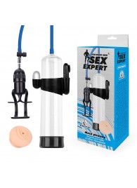 Прозрачная вакуумная вибропомпа Sex Expert с насадкой-вагиной - Sex Expert - в Балаково купить с доставкой