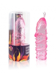 Закрытая рельефная насадка Crystal sleeve snakes в виде змеи с усиками - 14 см. - Erowoman-Eroman - в Балаково купить с доставкой