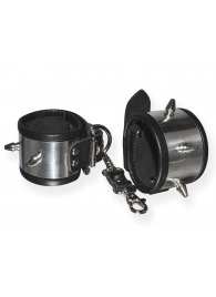 Серебристо-черные наручники с шипами и металлическим блеском - Sitabella - купить с доставкой в Балаково