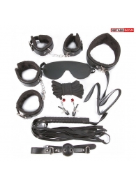 Большой игровой набор БДСМ: наручники, оковы, маска, кляп, плеть, ошейник с поводком, верёвка, зажимы для сосков - Notabu - купить с доставкой в Балаково