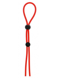 Красное лассо на пенис с двумя бусинами STRETCHY LASSO CAGE - Dream Toys - в Балаково купить с доставкой