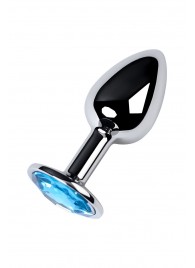 Серебристая конусовидная анальная пробка с голубым кристаллом - 7 см. - ToyFa - купить с доставкой в Балаково