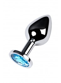 Серебристая конусовидная анальная пробка с голубым кристаллом - 8 см. - ToyFa - купить с доставкой в Балаково