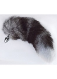 Серебристая анальная пробка с пушистым хвостом - Sitabella - купить с доставкой в Балаково