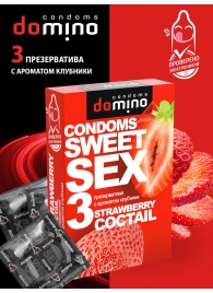Презервативы для орального секса DOMINO Sweet Sex с ароматом клубничного коктейля  - 3 шт. - Domino - купить с доставкой в Балаково