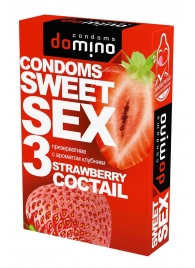 Презервативы для орального секса DOMINO Sweet Sex с ароматом клубничного коктейля  - 3 шт. - Domino - купить с доставкой в Балаково