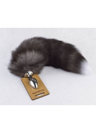 Серебристая анальная пробка с пушистым хвостиком - Sitabella - купить с доставкой в Балаково