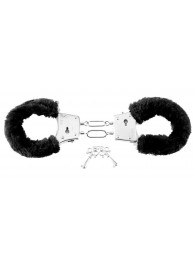 Меховые чёрные наручники Beginner s Furry Cuffs - Pipedream - купить с доставкой в Балаково