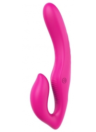 Ярко-розовый безремневой страпон REMOTE DOUBLE DIPPER - 22 см. - Dream Toys - купить с доставкой в Балаково