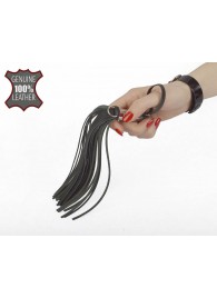 Черный кистевой флогер с серебристой ручкой - 23 см. - Sitabella - купить с доставкой в Балаково