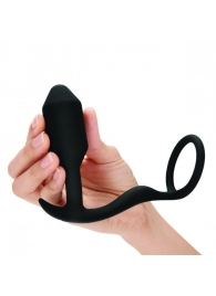 Черное эрекционное кольцо с анальным плагом Snug   Tug - b-Vibe - в Балаково купить с доставкой