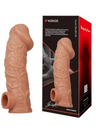 Телесная насадка на фаллос с отверстием для мошонки EXTREME SLEEVE - 17,6 см. - KOKOS - в Балаково купить с доставкой