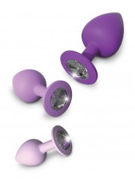 Набор из 3 фиолетовых анальных пробок со стразами Little Gems Trainer Set - Pipedream - купить с доставкой в Балаково