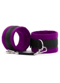 Фиолетово-черные наручники My rules на сцепке - БДСМ Арсенал - купить с доставкой в Балаково