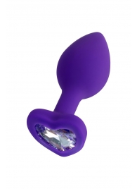 Фиолетовая анальная втулка Diamond Heart с прозрачным кристаллом - 7 см. - ToyFa - купить с доставкой в Балаково
