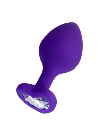 Фиолетовая анальная втулка Diamond Heart с прозрачным кристаллом - 8 см. - ToyFa - купить с доставкой в Балаково