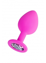 Розовая анальная втулка Brilliant с прозрачным кристаллом - 8 см. - ToyFa - купить с доставкой в Балаково