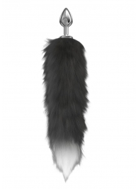 Серебристая анальная пробка с черным хвостом Starlit - Lola Games - купить с доставкой в Балаково