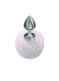 Серебристая анальная пробка с белым пушистым хвостиком Twinkle - Lola Games - купить с доставкой в Балаково