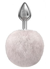 Серебристая анальная пробка с белым пушистым хвостиком Twinkle - Lola Games - купить с доставкой в Балаково