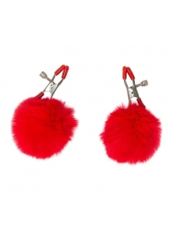 Зажимы на соски Angelic с красными меховыми шариками - Lola Games - купить с доставкой в Балаково