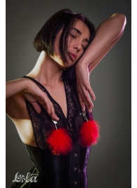 Зажимы на соски с красным пухом Euphoric - Lola Games - купить с доставкой в Балаково