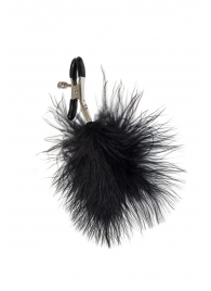 Зажимы на соски с черным пухом Euphoric - Lola Games - купить с доставкой в Балаково