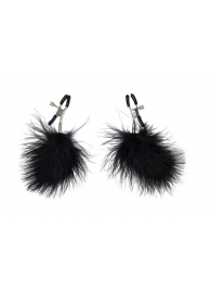 Зажимы на соски с черным пухом Euphoric - Lola Games - купить с доставкой в Балаково