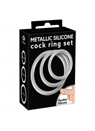 Набор из 3 эрекционных колец под металл Metallic Silicone Cock Ring Set - Orion - в Балаково купить с доставкой