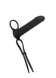 Черная вибронасадка для двойного проникновения Rori - 17 см. - Lola Games - купить с доставкой в Балаково