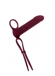 Бордовая вибронасадка для двойного проникновения Rori - 17 см. - Lola Games - купить с доставкой в Балаково