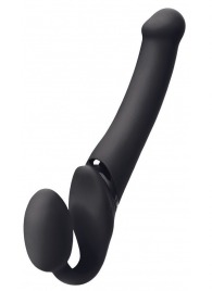 Черный безремневой вибрострапон Silicone Bendable Strap-On M - Strap-on-me - купить с доставкой в Балаково