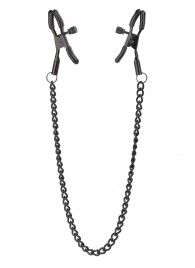 Черные зажимы на соски на цепочке BLAZE DELUXE NIPPLE CLAMPS - Dream Toys - купить с доставкой в Балаково