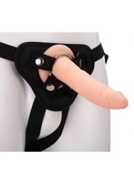 Телесный страпон на черных трусиках STRAP ON REAL DILDO - 20 см. - Dream Toys - купить с доставкой в Балаково