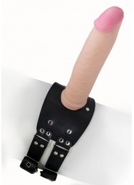 Черный узкий пояс на бедро с телесной насадкой - LOVETOY (А-Полимер) - купить с доставкой в Балаково