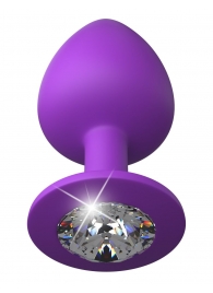Фиолетовая анальная пробка со стразом Her Little Gem Large Plug - 9,5 см. - Pipedream - купить с доставкой в Балаково