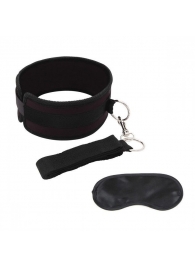 Черный ошейник с длинным поводком Collar and Leash Set - Lux Fetish - купить с доставкой в Балаково