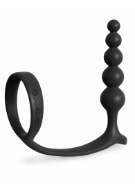 Черная анальная цепочка с эрекционным кольцом Ass-gasm Cockring Anal Beads - Pipedream - в Балаково купить с доставкой