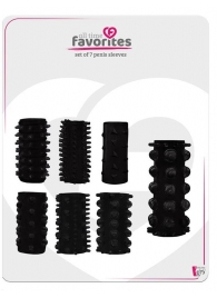 Набор из 7 черных насадок PENIS SLEEVES SET - Dream Toys - в Балаково купить с доставкой