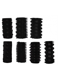 Набор из 7 черных насадок PENIS SLEEVES SET - Dream Toys - в Балаково купить с доставкой