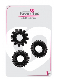 Набор из 3 черных эрекционных колец SET OF 3 COCKRINGS - Dream Toys - в Балаково купить с доставкой