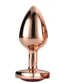 Золотистая анальная втулка с кристаллом-сердечком розового цвета - 7,1 см. - Dream Toys - купить с доставкой в Балаково