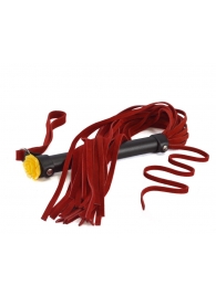 Красная многохвостая плеть с розой на рукояти - 60 см. - Sitabella - купить с доставкой в Балаково
