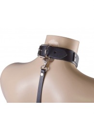 Черный ошейник с металлическими зажимами на соски и поводком - Sitabella - купить с доставкой в Балаково