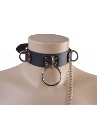 Черный кожаный ошейник Big Ring - Sitabella - купить с доставкой в Балаково