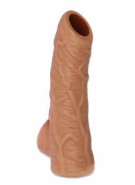 Телесная открытая насадка-реалистик с подхватом мошонки Nude Sleeve M - 12 см. - KOKOS - в Балаково купить с доставкой